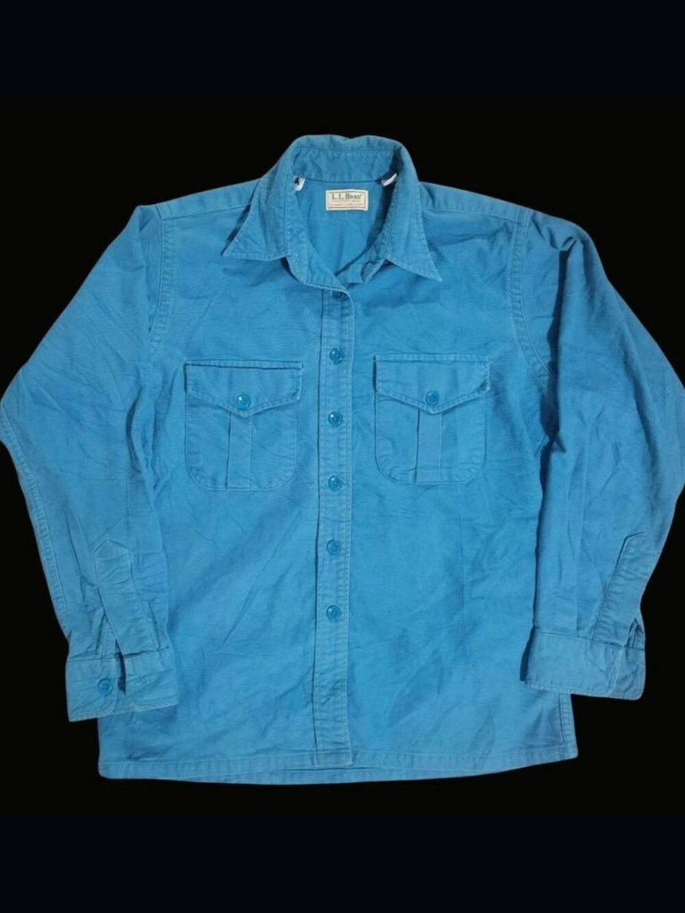 LL Bean Vintage Chamois Shirt Teal Size 14 Made in USA Women's 1990s